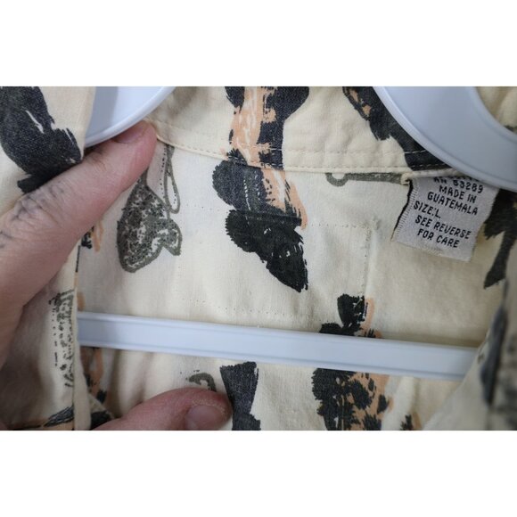 Vtg 90s Streetwear Mens Large Fishing Fish All Over Print Collared Button Shirt - Picture 7 of 11